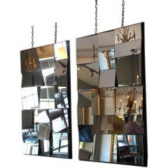 Pair of 70's faceted mirrors by Neal Small