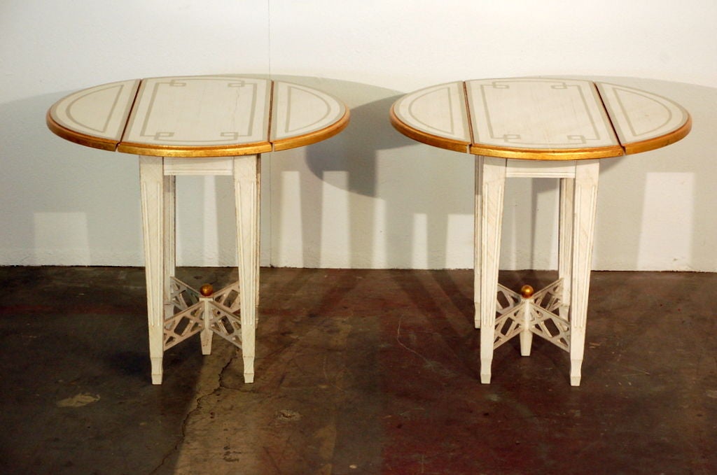 Pair of unusual folding painted side tables