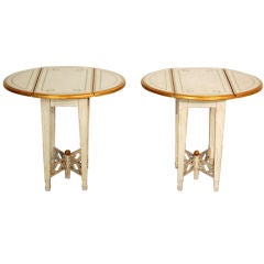 Pair of unusual folding painted side tables