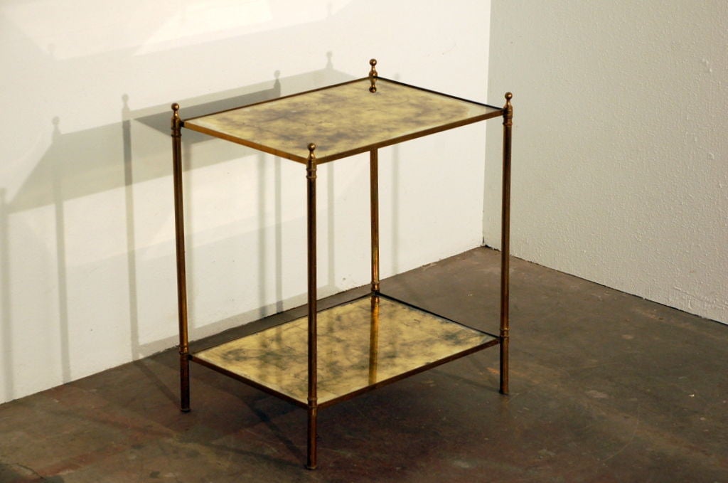 Mid-20th Century Chic églomisé mirror two tier side table by Maison Baguès