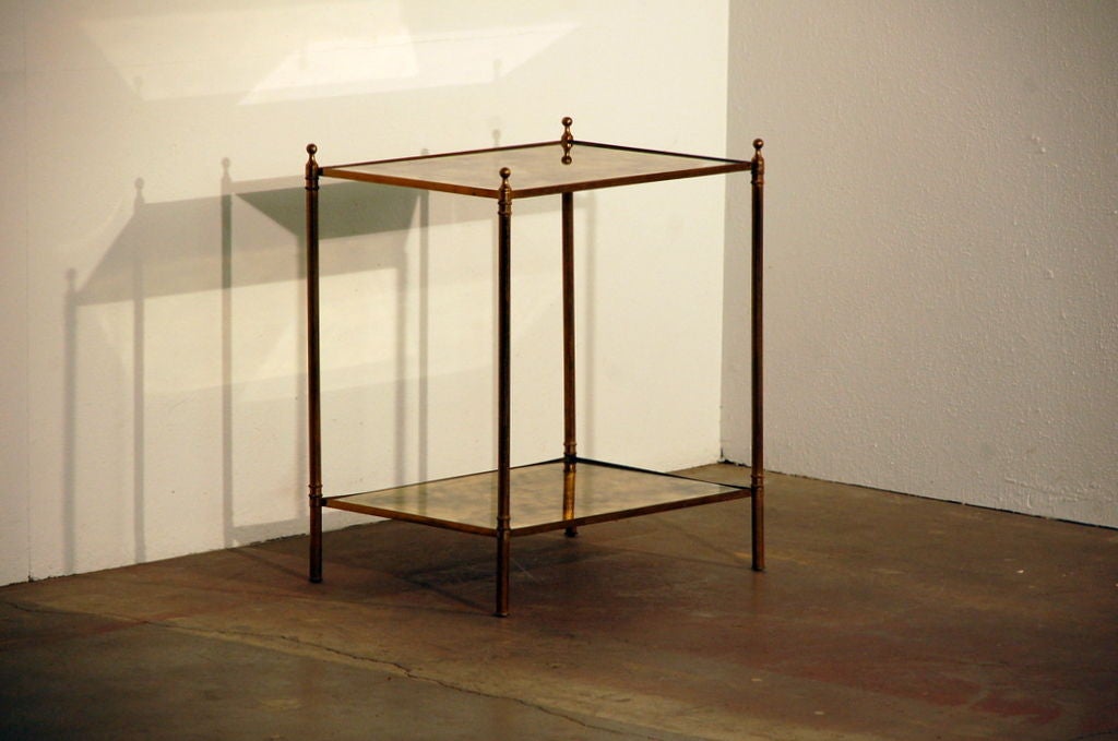 Chic églomisé mirror two tier side table by Maison Baguès 1
