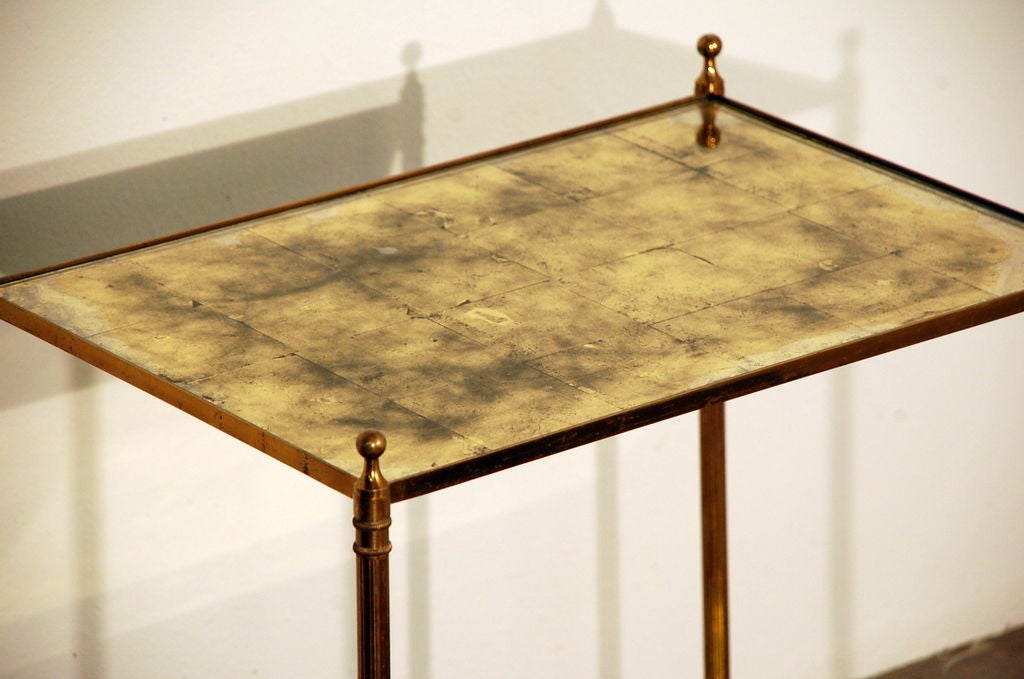 Chic églomisé mirror two tier side table by Maison Baguès 2