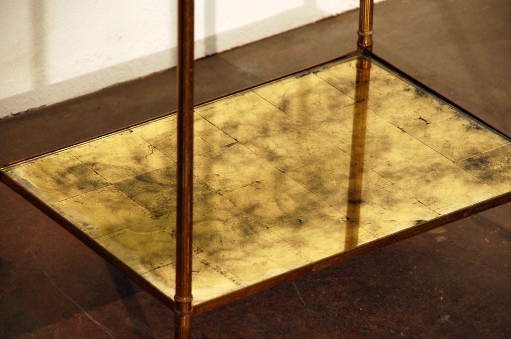 Chic églomisé mirror two tier side table by Maison Baguès 3