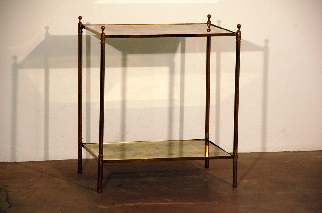 Chic églomisé mirror two tier side table by Maison Baguès 4