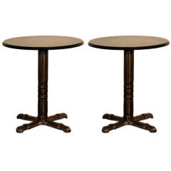 Pair of polished steel indutrial cafe tables / gueridon