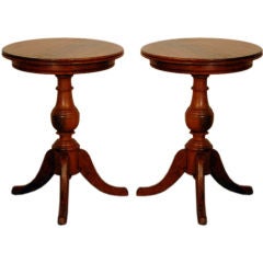 Pair of elegant turned wood side tables