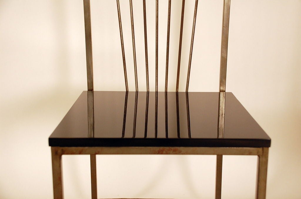 Set of 4 minimalistic black lacquer dining chairs For Sale