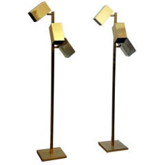 Pair of articulated Koch + Lowy brass floor lamps