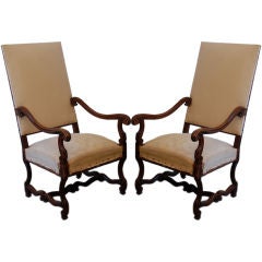Pair of large Louis XIV style French armchairs