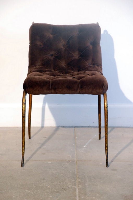 20th Century Elegant small tufted French Art Deco side chair
