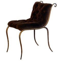Elegant small tufted French Art Deco side chair