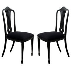 Pair of chic ebonized side chairs by Maison Jansen