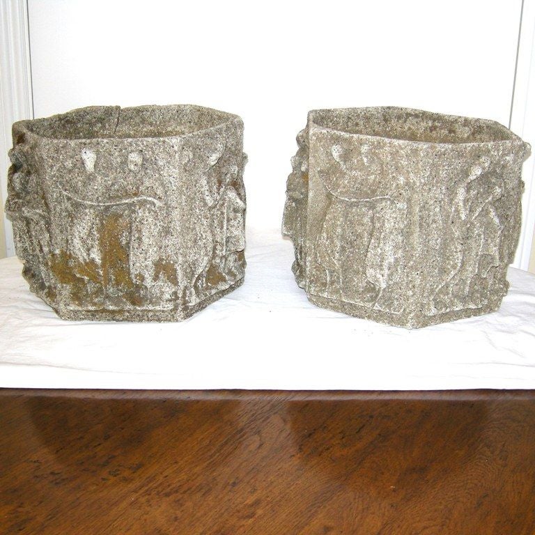Pair 'Artcrete Stone' Pots (GMD#2444)
