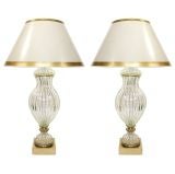 Pair Marbro Clear Glass Lamps (GMD#2452)