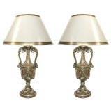 Vintage Pair Giltwood Urn Lamps (GMD#2451)