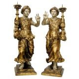 Pair 17th C. Statues Holding Candlesticks (GMD#2462)