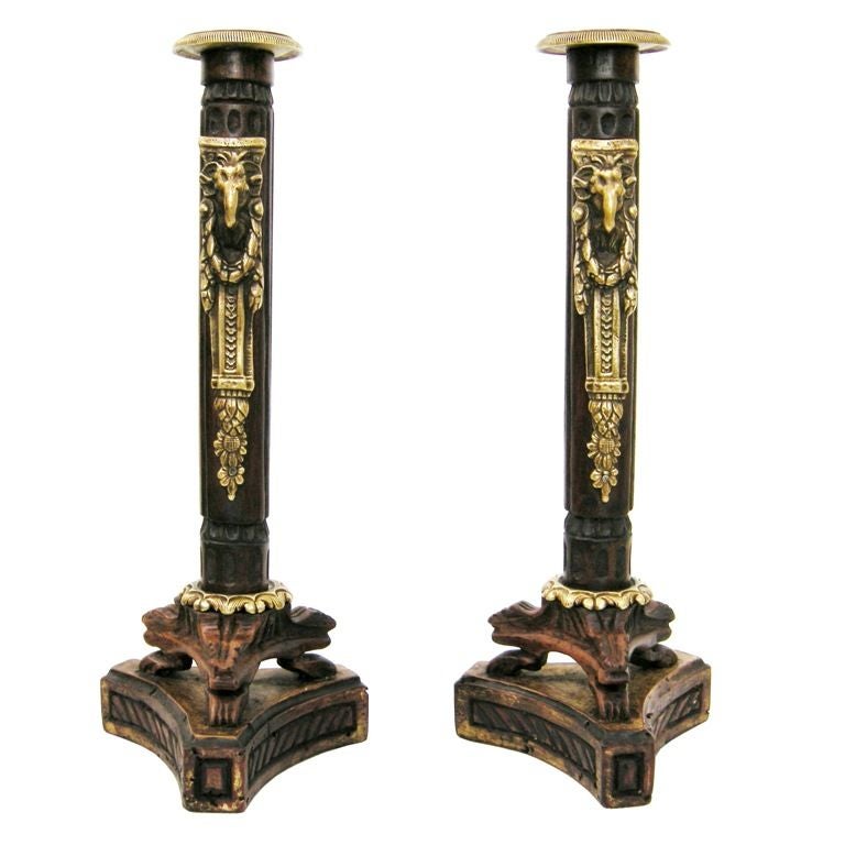 Pair Empire Style Candlesticks (GMD#2170) For Sale