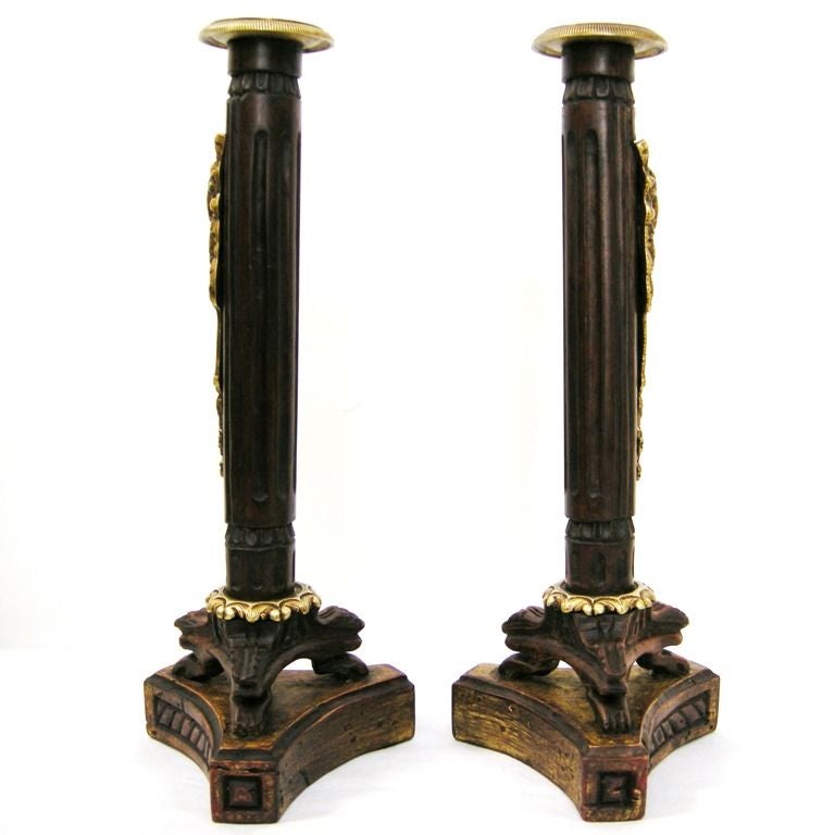 Pair Empire Style Candlesticks (GMD#2170) In Good Condition For Sale In Los Angeles, CA