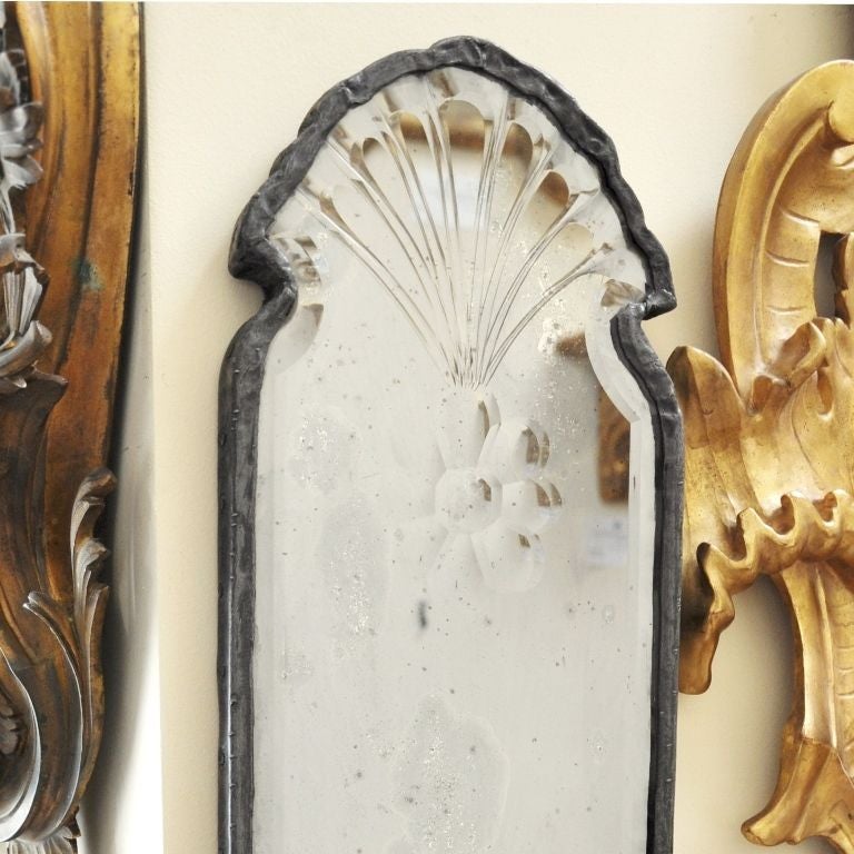 Pair 19th C. Pewter & Mirror Candle Sconces (GMD#2471)