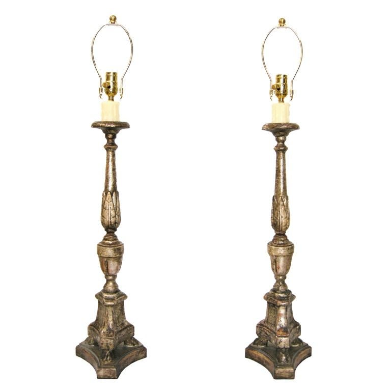 Pair 18th C. Louis XVI Candlestick Lamps (GMD#2480)