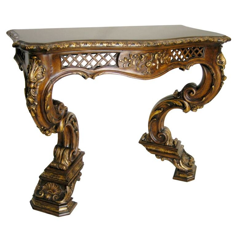 Pair Walnut & Parcel Gilt Consoles (GMD#1261)