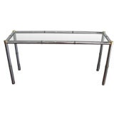 CHROME AND BRASS FAUX BAMBOO  CONSOLE