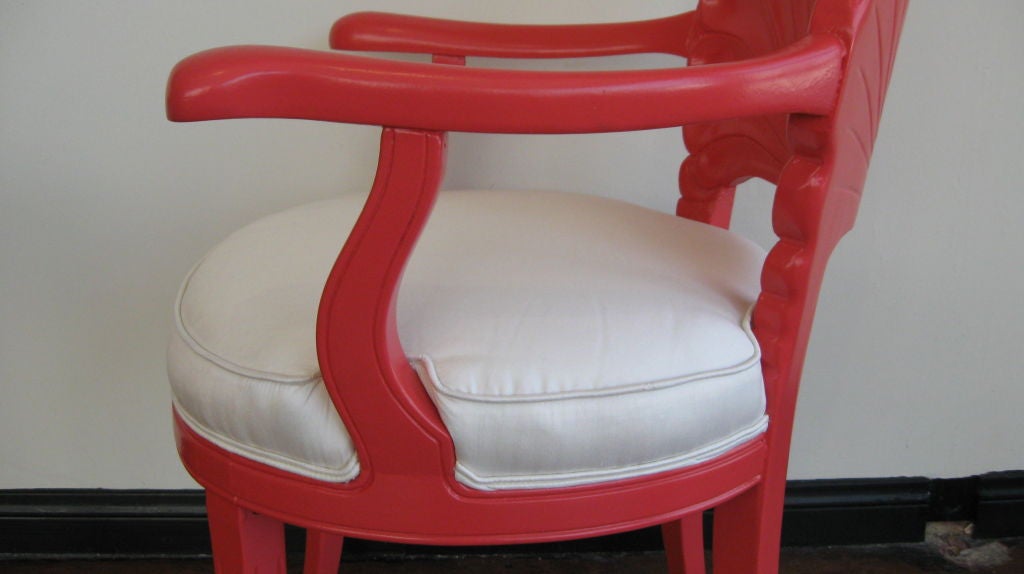SET OF TWO SHELL BACK ARMCHAIRS AND TABLE 1