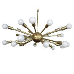 BRASS SPUTNIK CHANDELIER WITH TWENTY FOUR ARMS