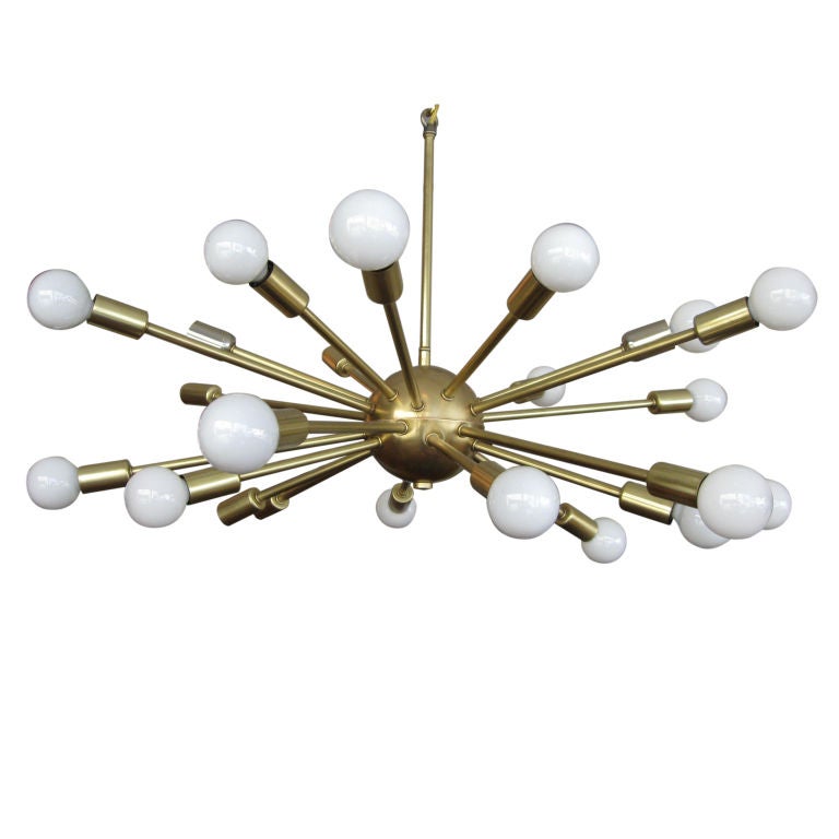 BRASS SPUTNIK CHANDELIER WITH TWENTY FOUR ARMS