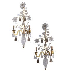 PAIR OF EXTREMELY FINE ROCK CRYSTAL & CITRINE FRUIT SCONCES
