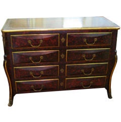 FINE JANSEN FAUX TORTOISE SHELL ORMOLU MOUNTED COMMODE