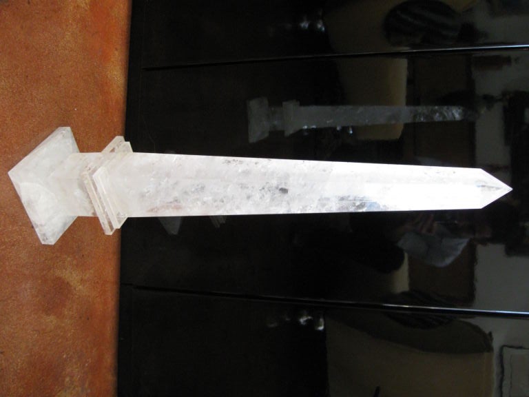 Pair of Tall Rock Crystal Obelisks