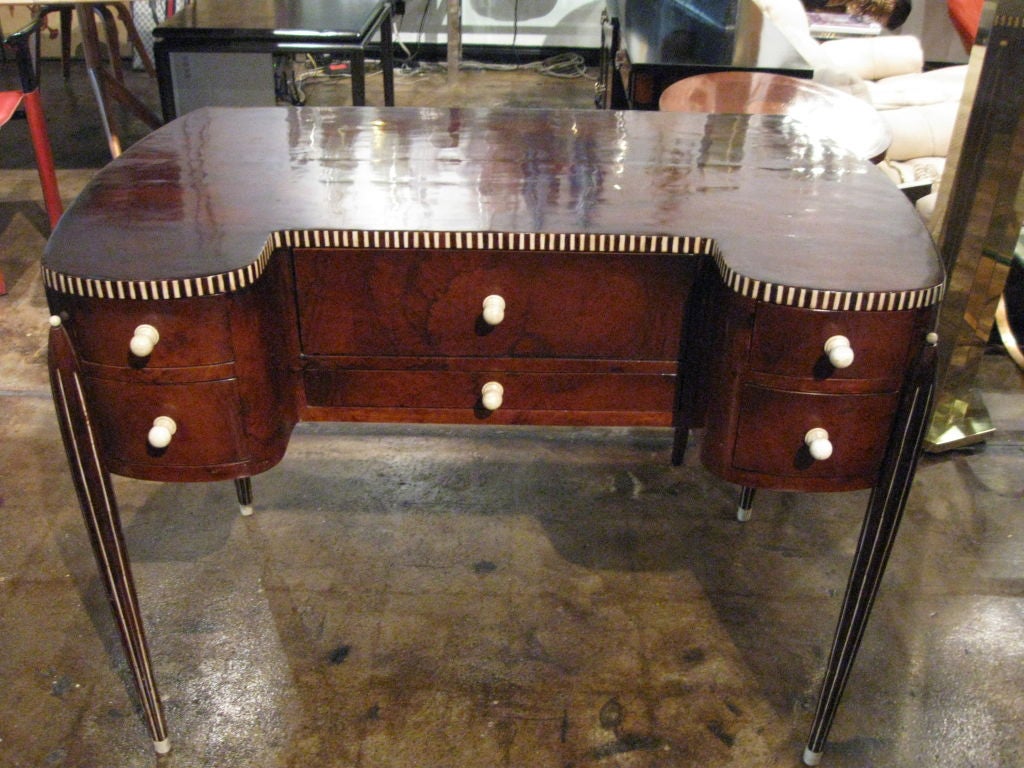 ART DECO INLAID VANITY DESK at 1stDibs