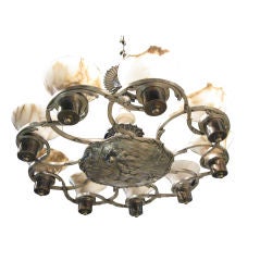 ART NOUVEAU SILVER OVER BRONZE WHIMSICAL CHANDELIER