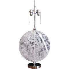 SINGLE ROCK CRYSTAL AND CHROME TABLE LAMP