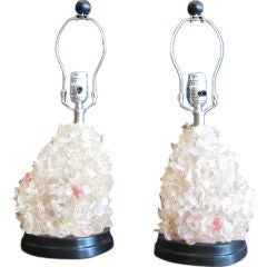 PAIR OF ROCK CRYSTAL CLUSTER TABLE LAMPS