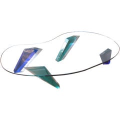 GLASS AND LUCITE FREE FORM COFFEE TABLE