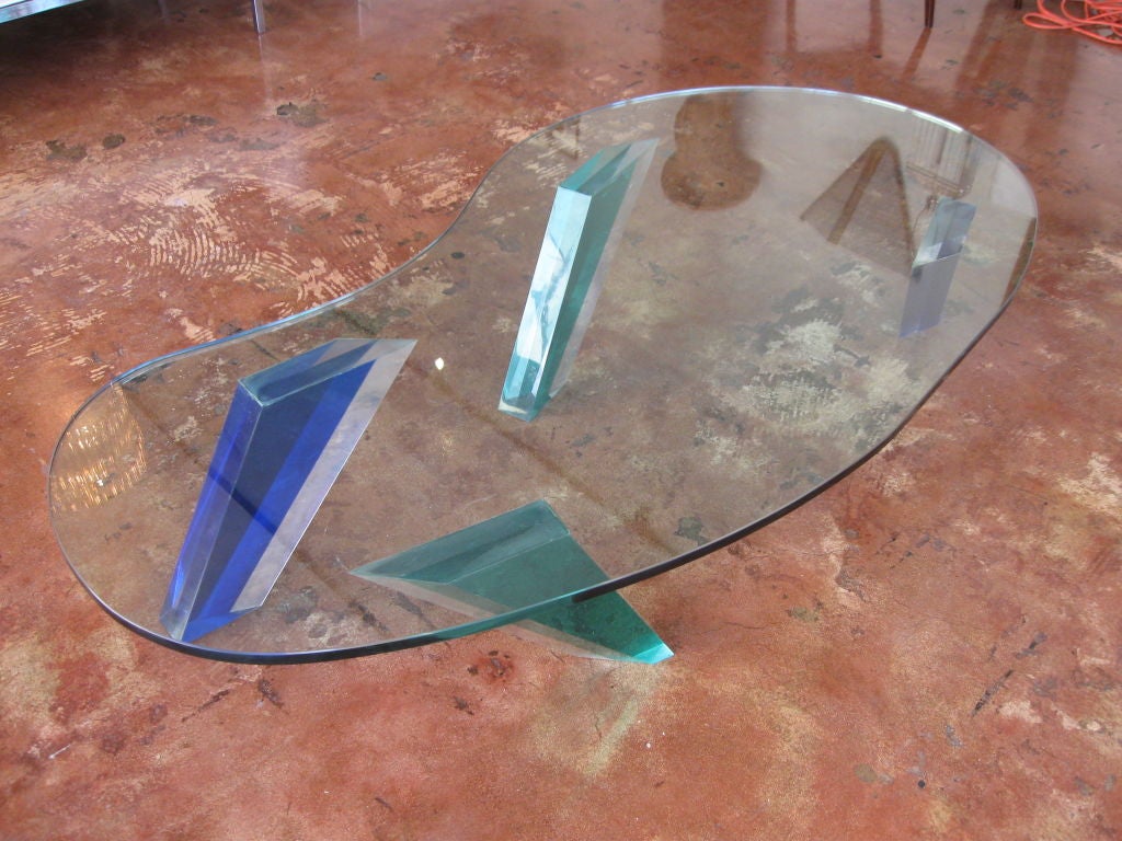 free form glass coffee table