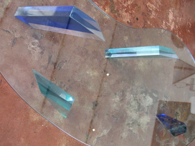 American GLASS AND LUCITE FREE FORM COFFEE TABLE