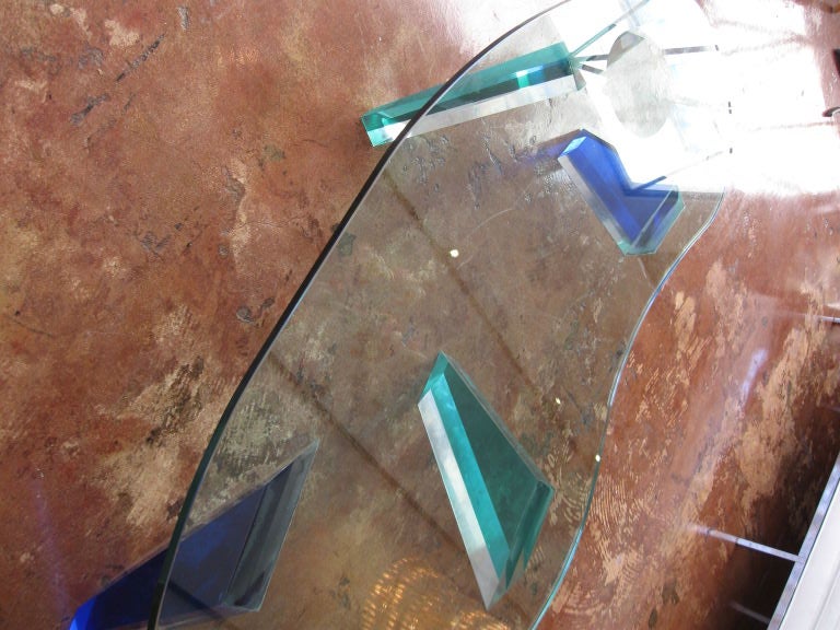 20th Century GLASS AND LUCITE FREE FORM COFFEE TABLE
