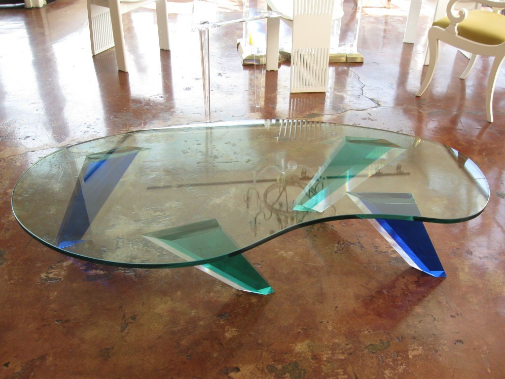 GLASS AND LUCITE FREE FORM COFFEE TABLE 4