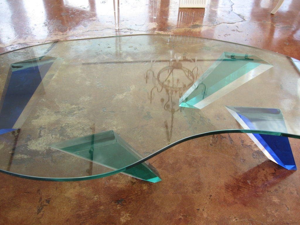 Glass GLASS AND LUCITE FREE FORM COFFEE TABLE