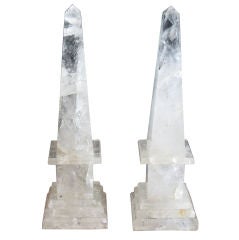 PAIR OF ROCK CRYSTAL OBELISKS