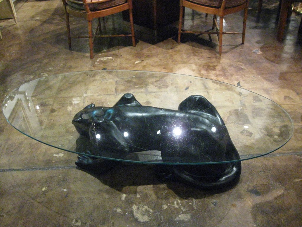 black panther coffee table with glass top
