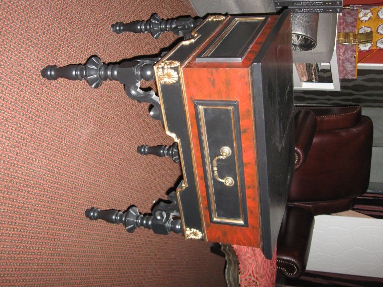 HAND CARVED FAUX TORTOISE SHELL SINGLE TABLE