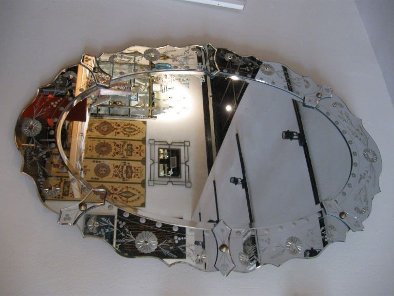 Italian REVERSE HAND CARVED  VENETIAN MIRROR