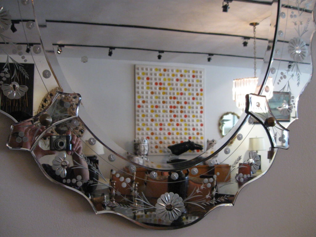 Mid-20th Century REVERSE HAND CARVED  VENETIAN MIRROR