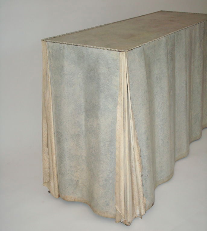 American Skirted Galvanized Steel Console Table in the Style of Dickinson