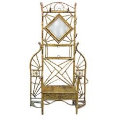 English 19th Century Bamboo Hall Stand With Mirror