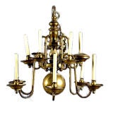 19th Century Dutch Baroque Brass Twelve-Lite Chandelier.